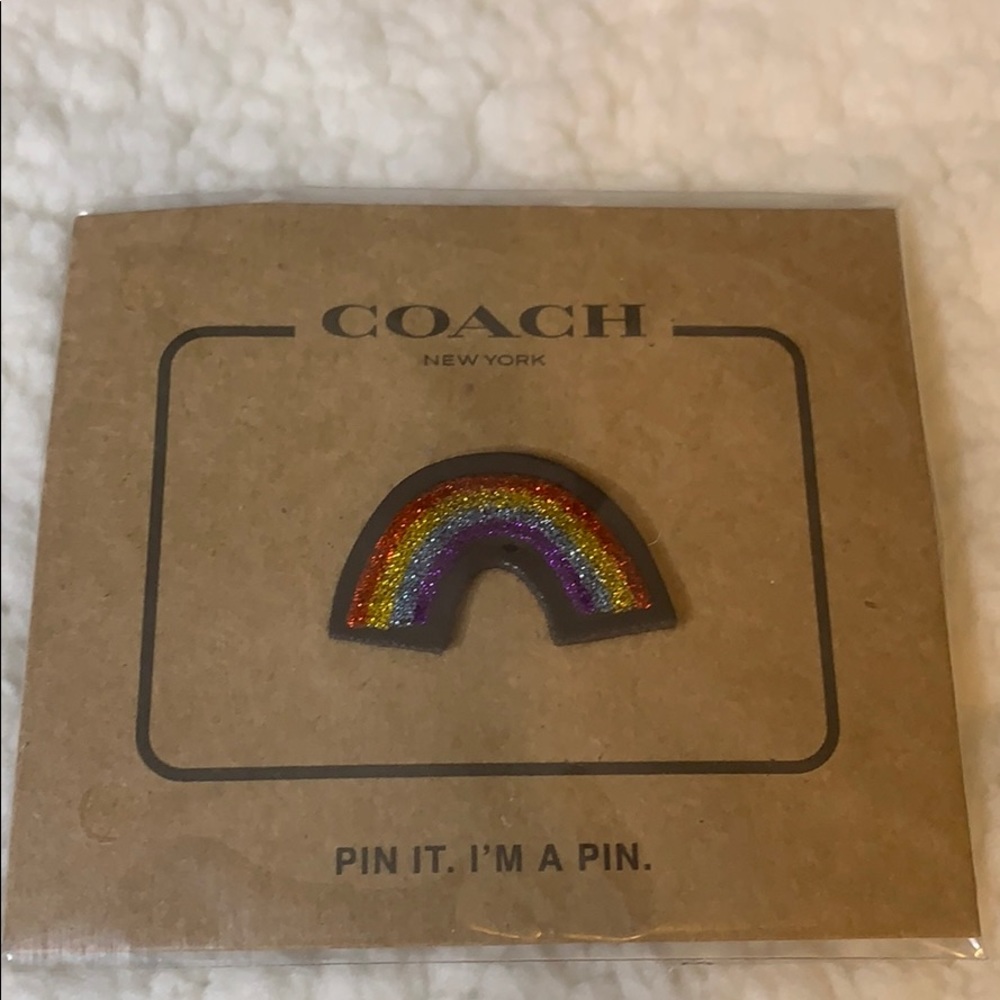 Coach glitter rainbow pin
